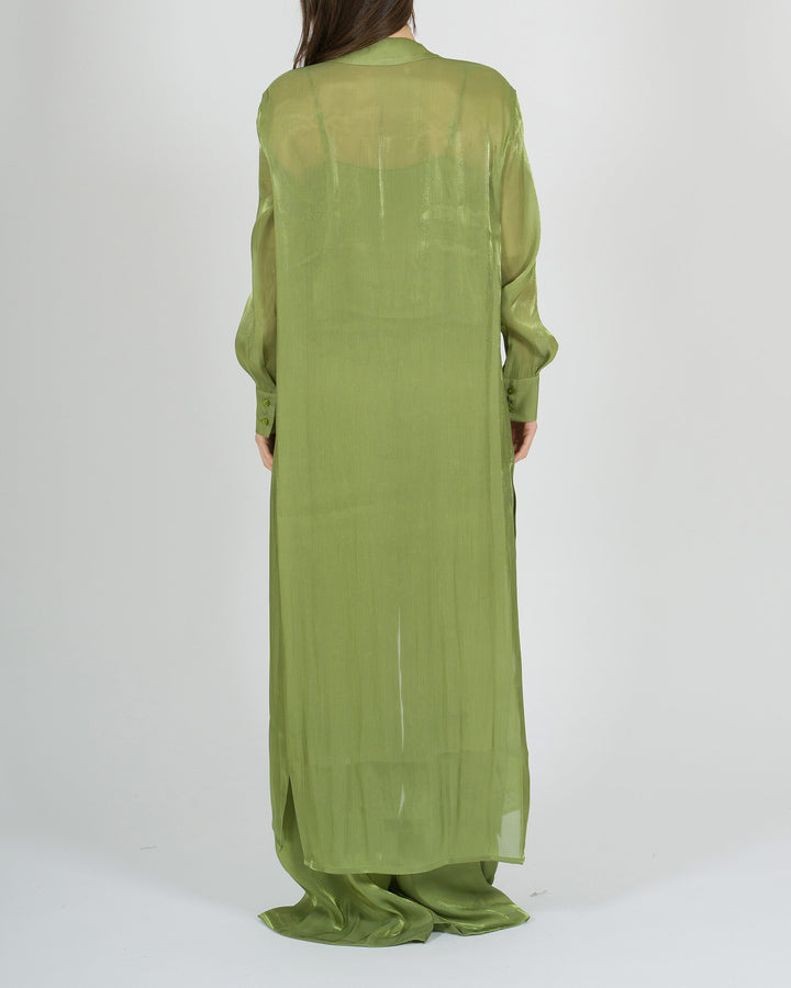 Spolverino Verde access con Tessuto Lucido 