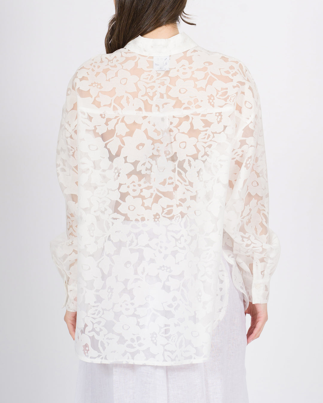 Camicia access bianca over in tessuto trasparente 