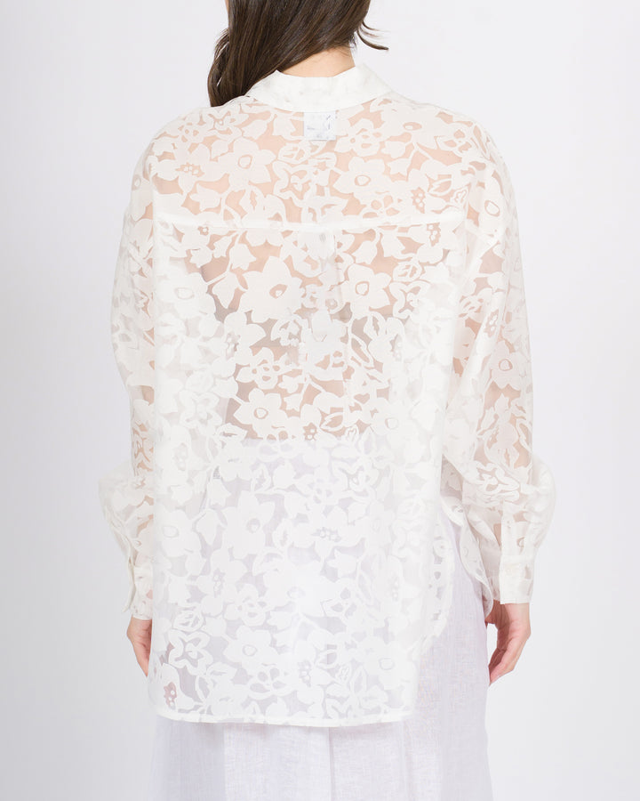 Camicia access bianca over in tessuto trasparente 