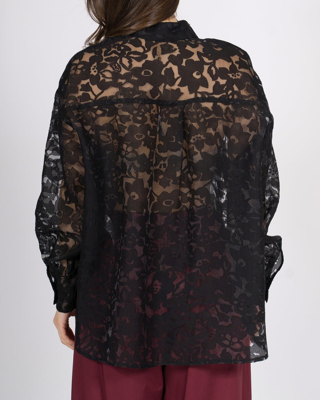 Camicia access nera  over in tessuto trasparente 