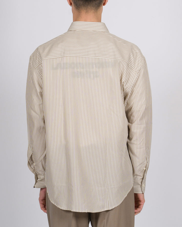 Camicia Uomo Altea in Lyocell Rigata Marrone 