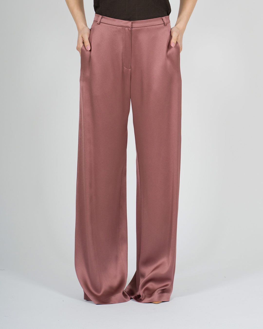 Pantalone Alysi Color Terra tessuto lucido 