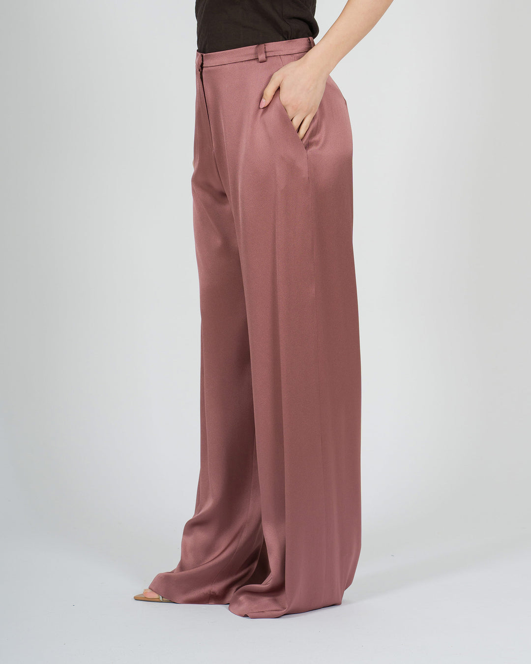Pantalone Alysi Color Terra tessuto lucido 