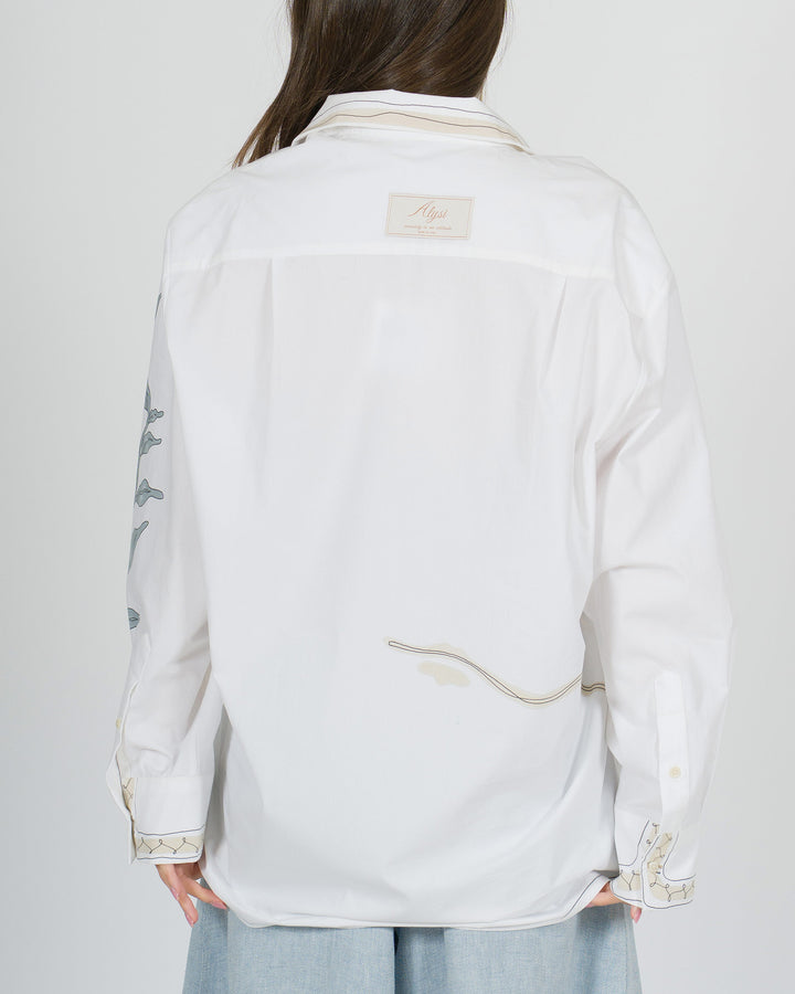 Camicia Bianca Alysi in Cotone Over con stampa 