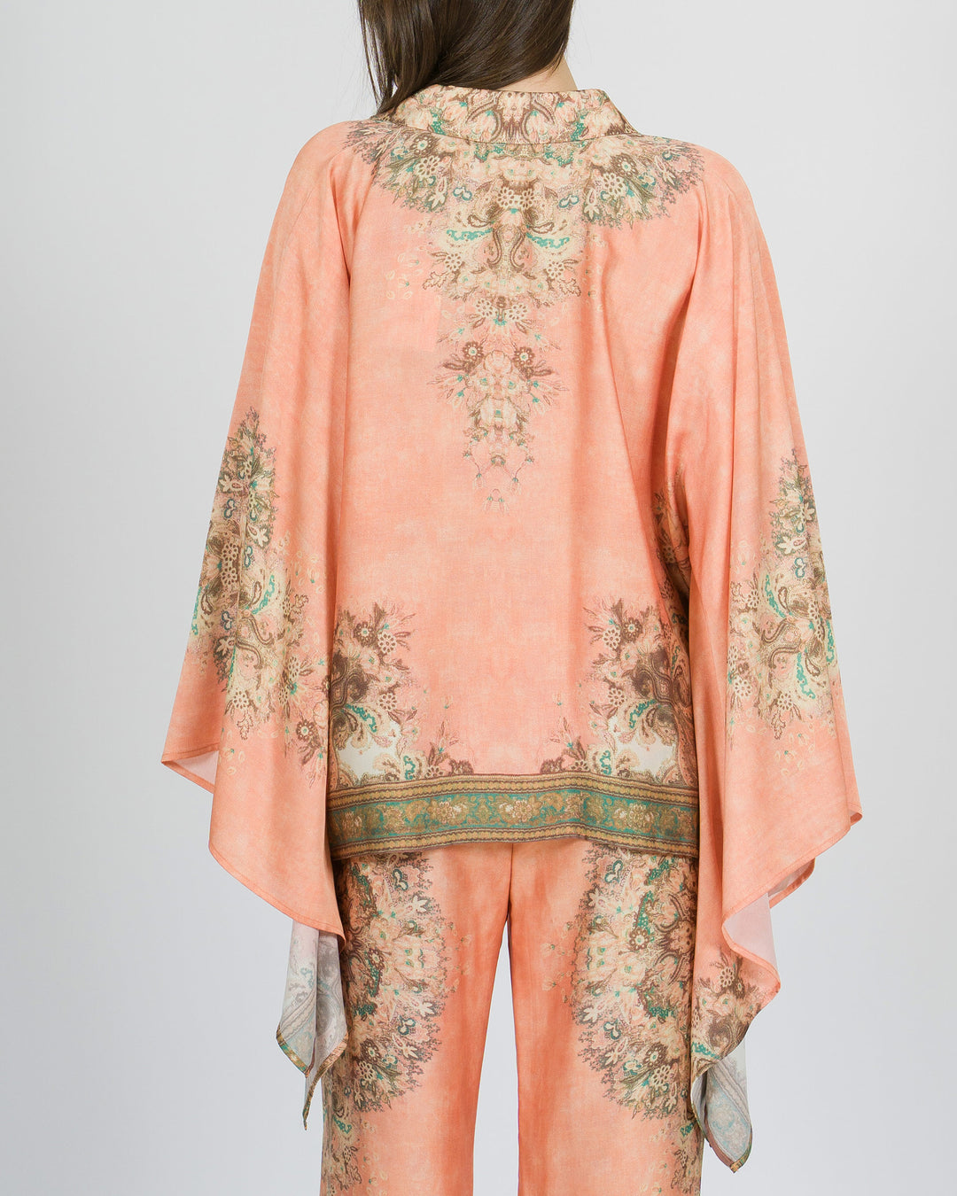 Camicia kimono amosa arancio in raso 