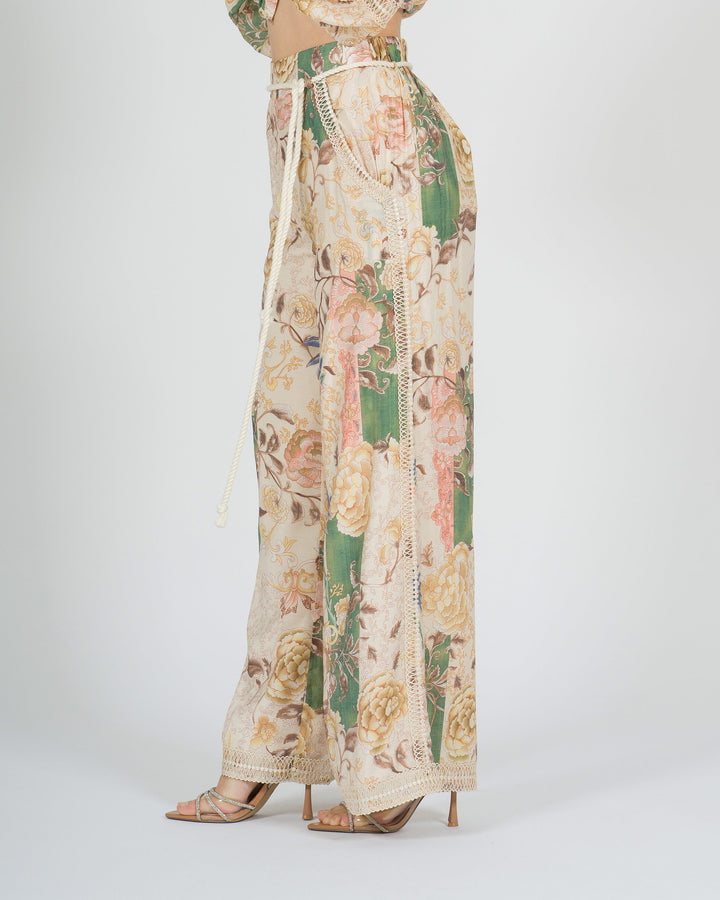Pantalone amosa beige in viscosa fantasia 