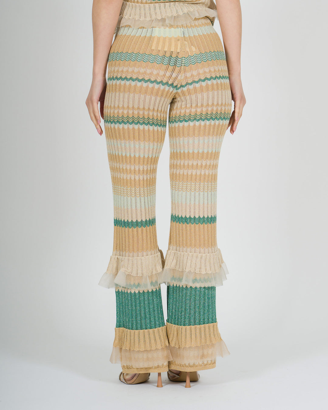 Pantalone amosa oro in maglia lurex 
