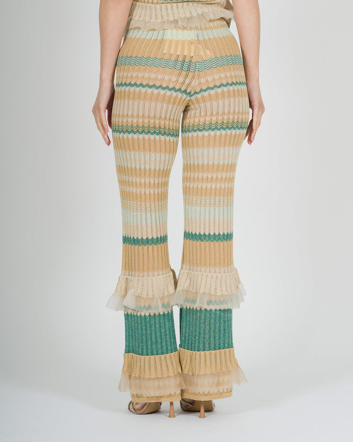 Pantalone amosa oro in maglia lurex 