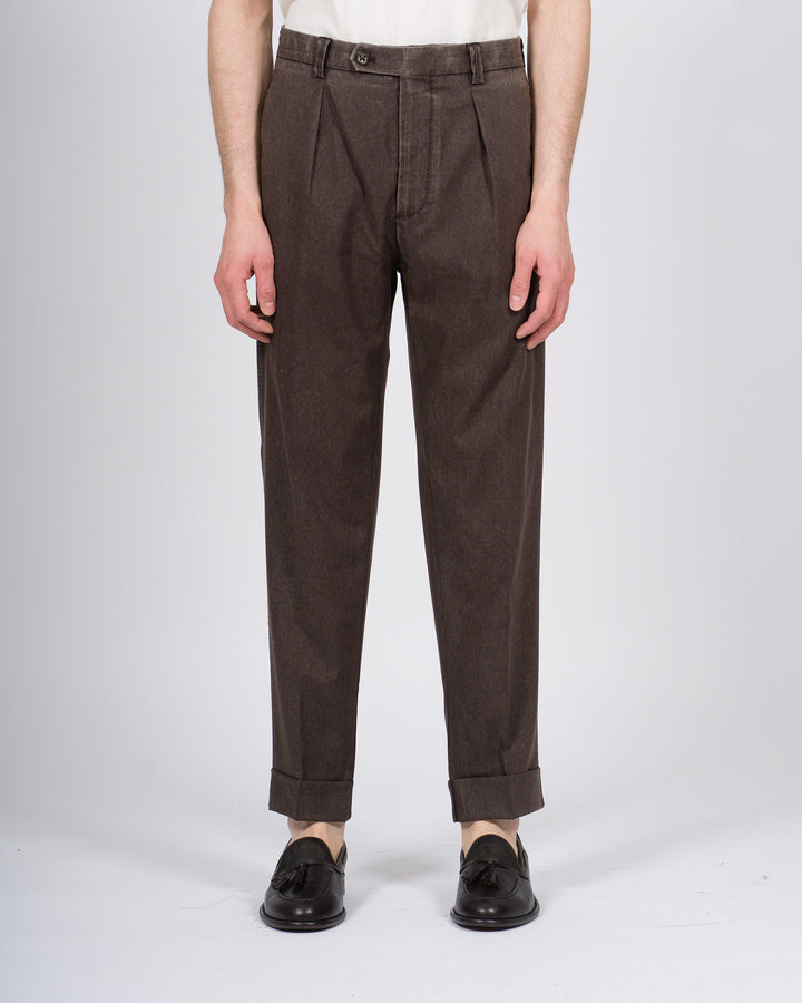 Pantalone Chiaia marrone in lana frosted 