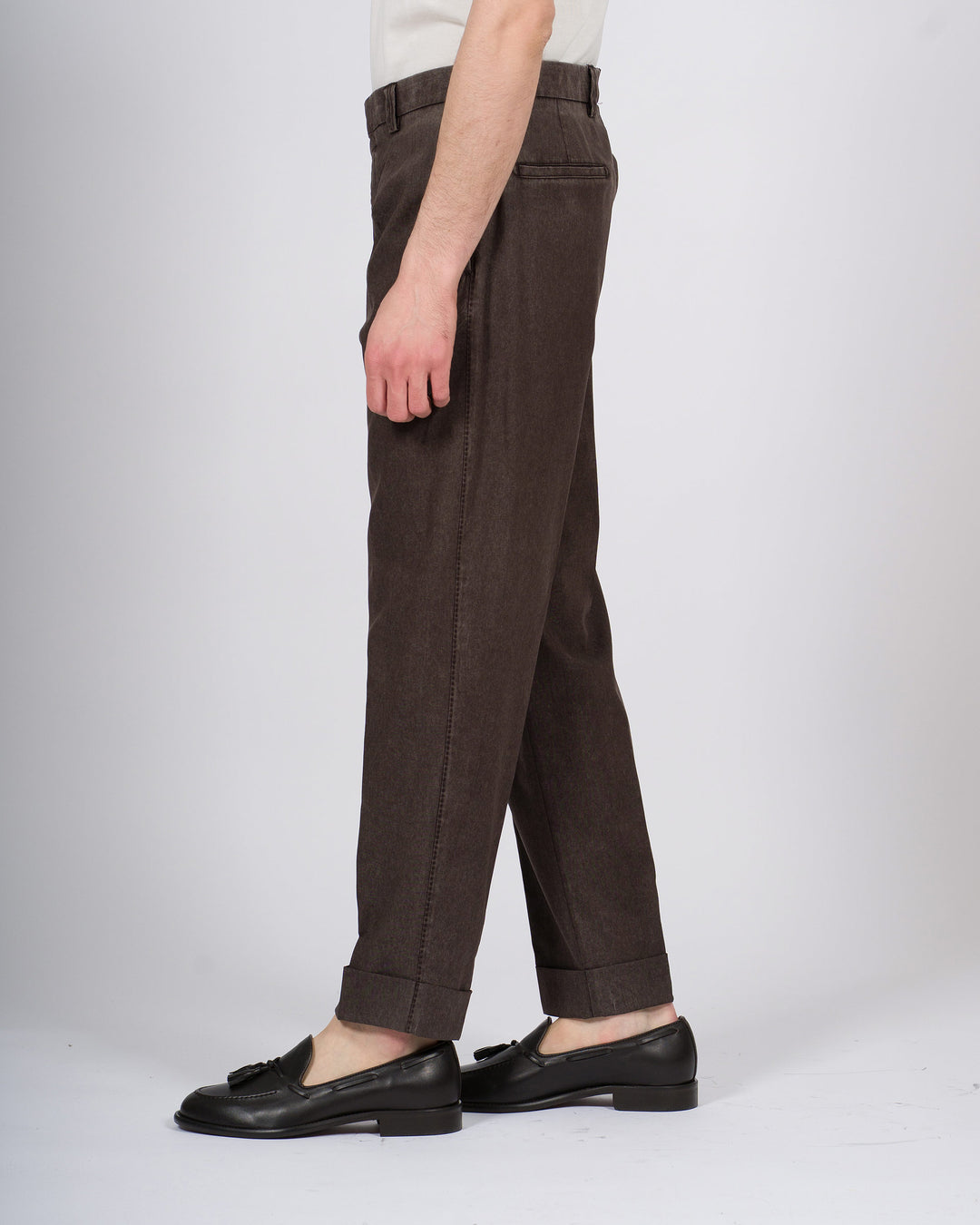 Pantalone Chiaia marrone in lana frosted 