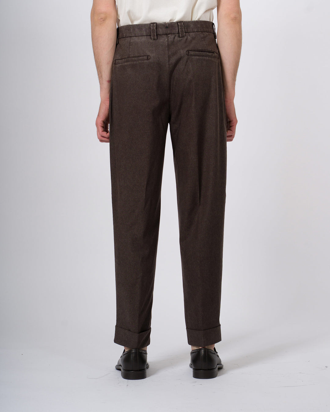 Pantalone Chiaia marrone in lana frosted 
