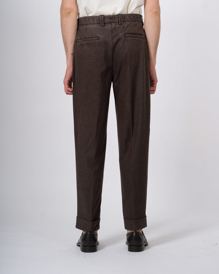 Pantalone Chiaia marrone in lana frosted 