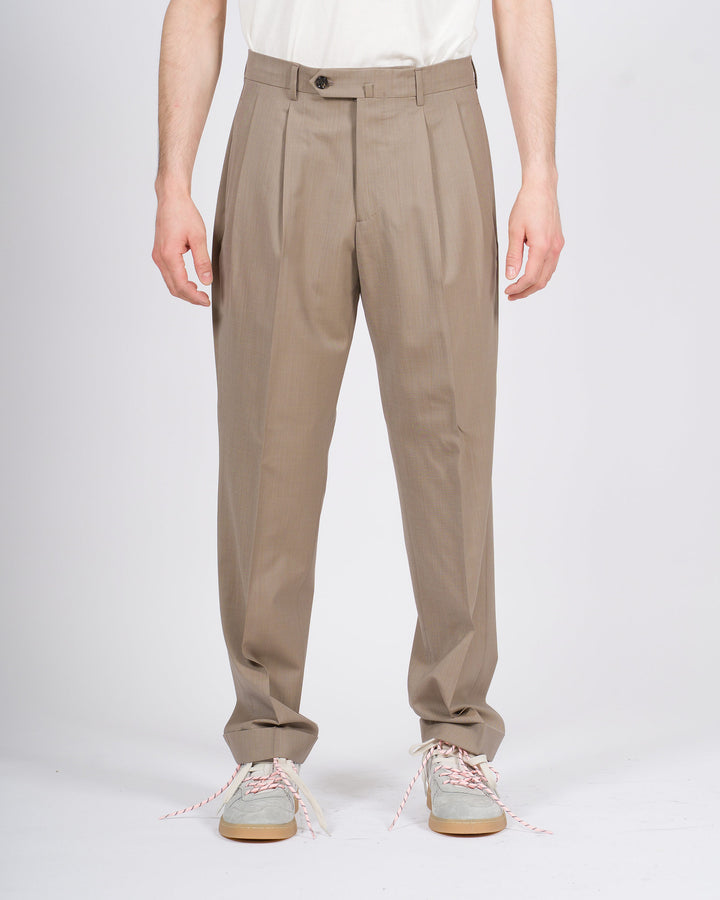 Pantalone Berwich Negroni beige in lana elastica 