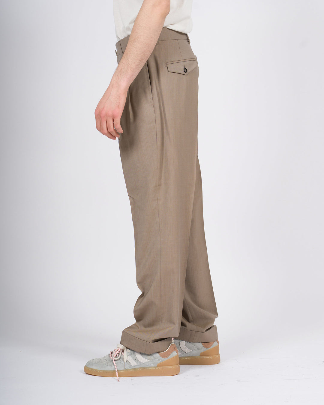 Pantalone Berwich Negroni beige in lana elastica 