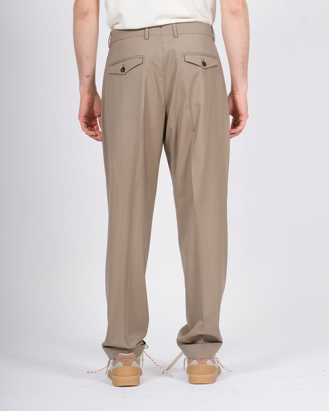 Pantalone Berwich Negroni beige in lana elastica 