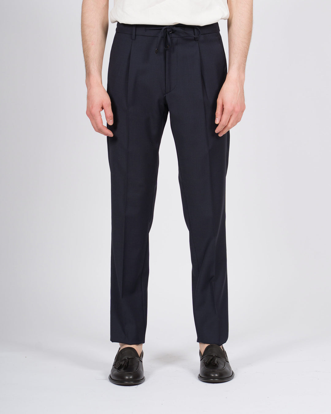 Pantalone Berwich Spaggia blu con pence ed elastico 