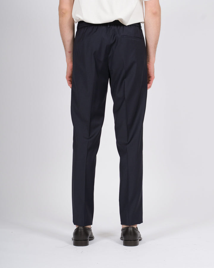 Pantalone Berwich Spaggia blu con pence ed elastico 