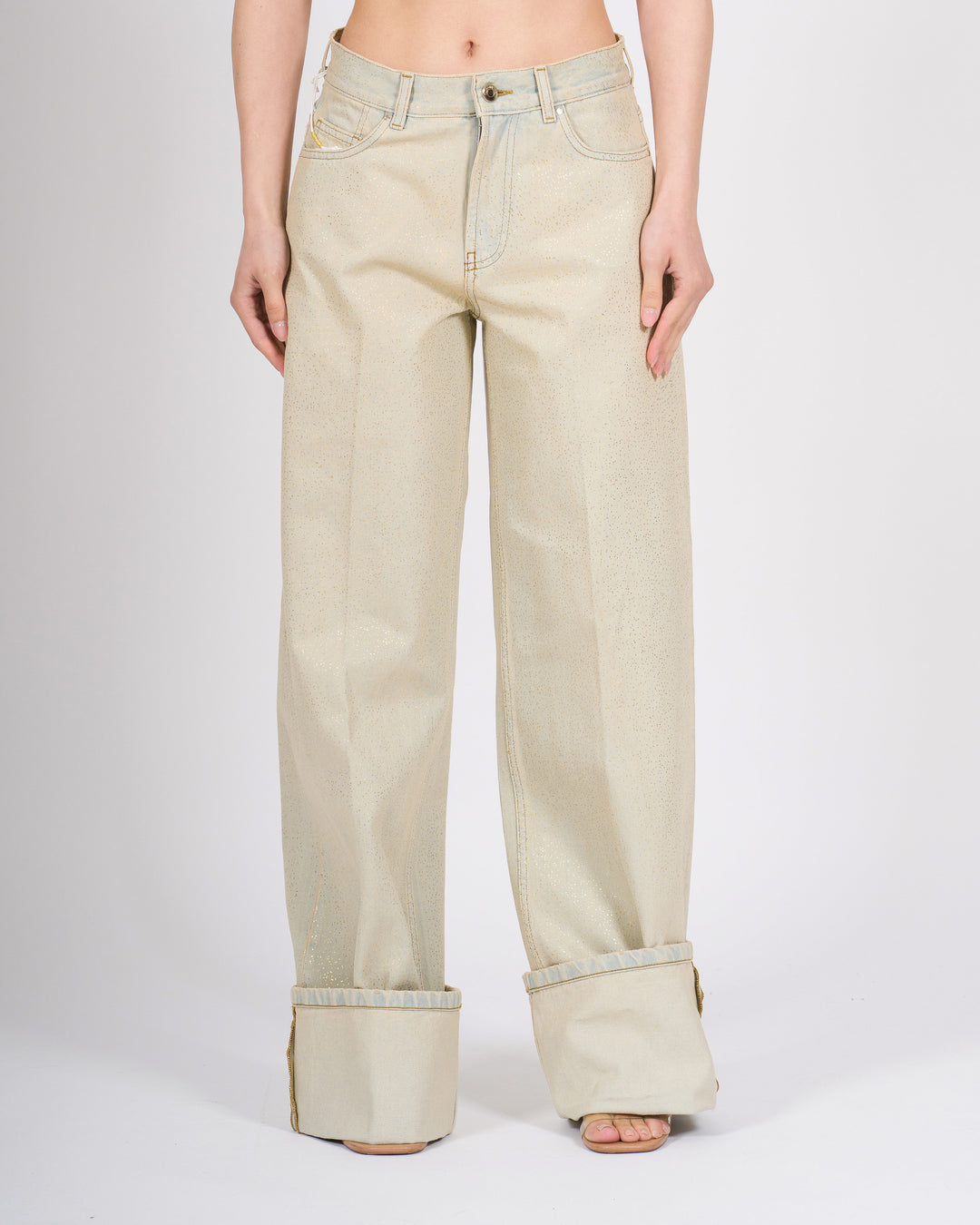 Jeans Baggy Don The Fuller Lavaggio Sabbiato con Dettagli Oro 