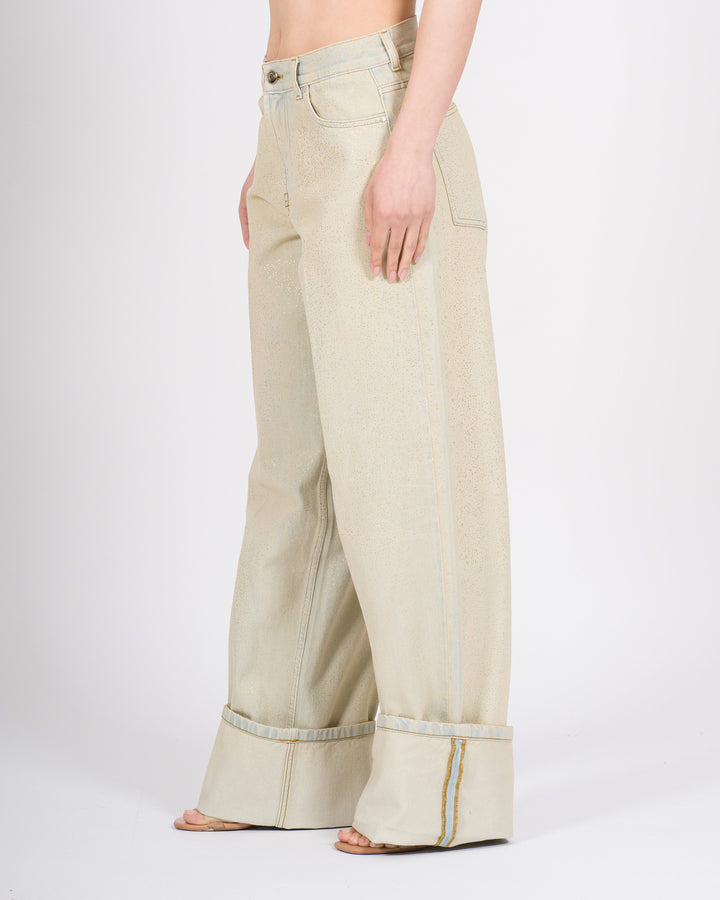 Jeans Baggy Don The Fuller Lavaggio Sabbiato con Dettagli Oro 