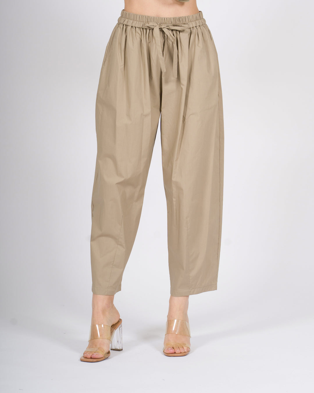 Pantalone meimeij beige ballon in popeline 100% cotone 