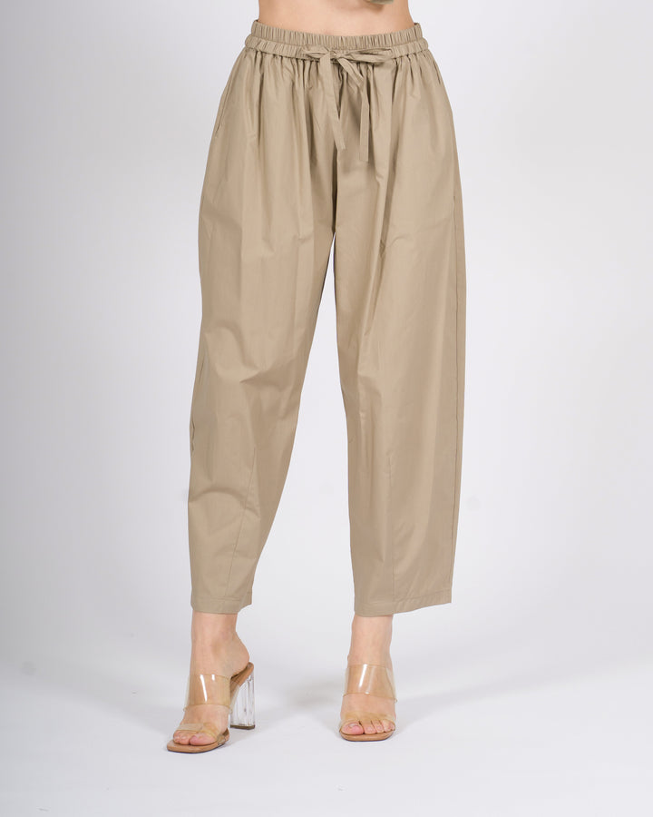 Pantalone meimeij beige ballon in popeline 100% cotone 