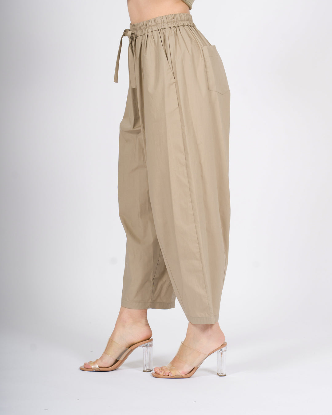 Pantalone meimeij beige ballon in popeline 100% cotone 