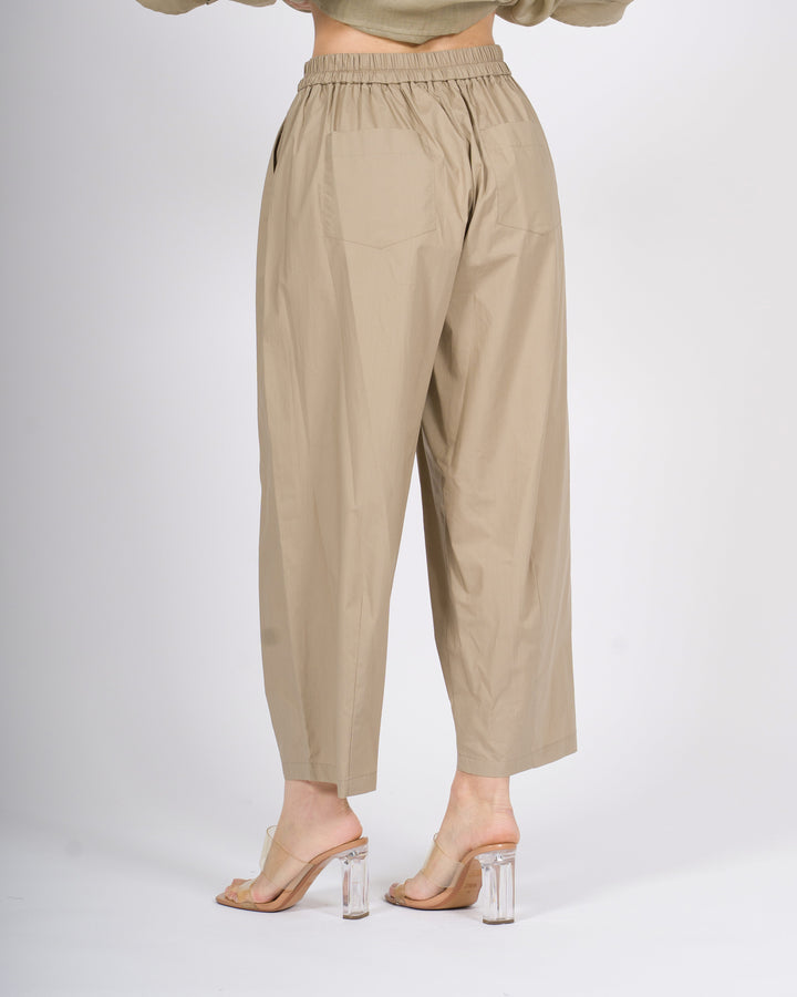 Pantalone meimeij beige ballon in popeline 100% cotone 