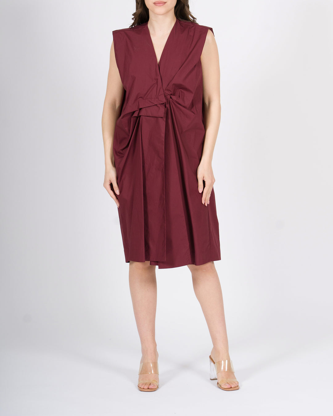 Abito Scollo  Meimeij bordeaux con Drappeggio Frontale 