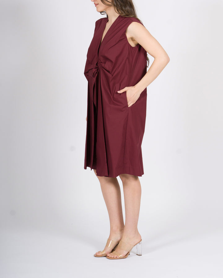 Abito Scollo  Meimeij bordeaux con Drappeggio Frontale 
