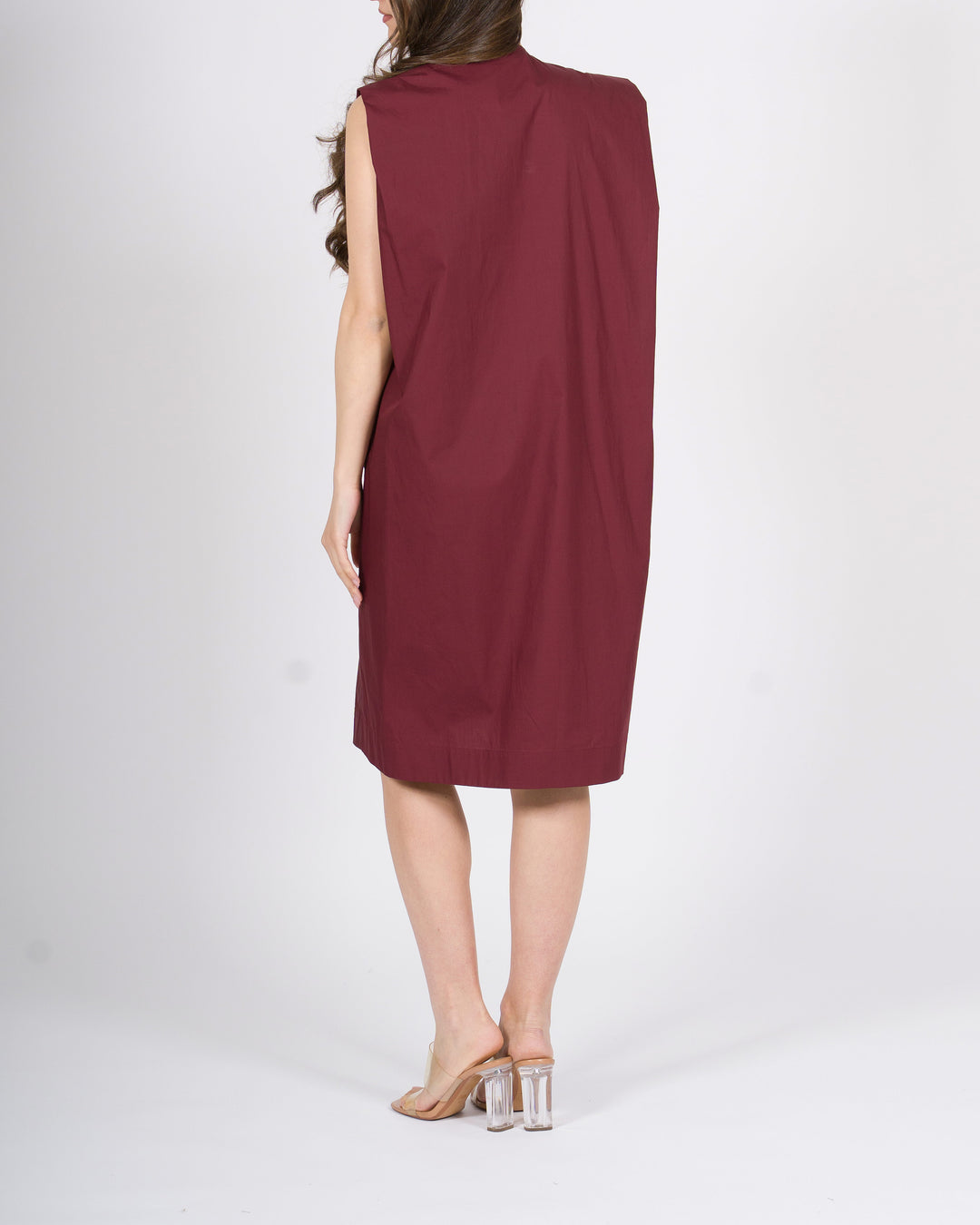 Abito Scollo  Meimeij bordeaux con Drappeggio Frontale 