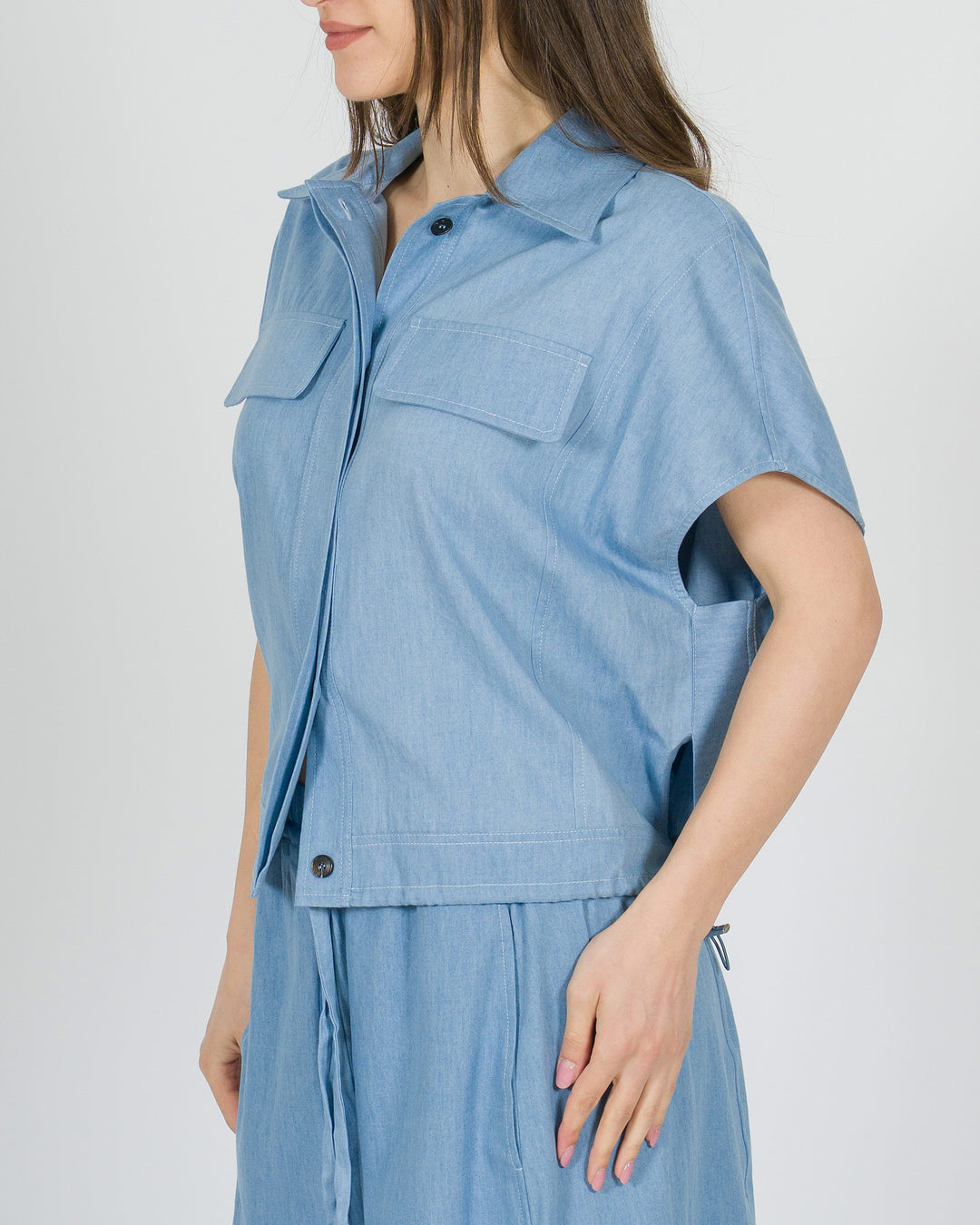 Camicia Meimeij azzurra effetto denim 