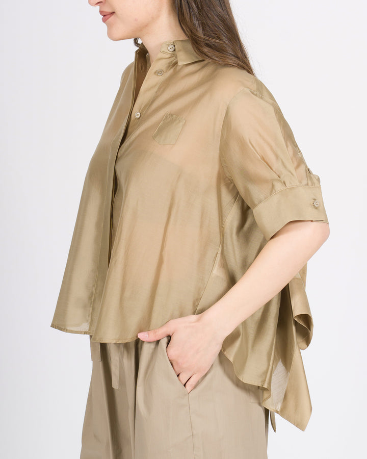 Camicia meimeij beige in Mussola di Cotone Rouge sul Retro 