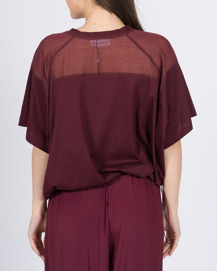 T-shirt  Meimeij bordeaux con dettaglio in mussola di cotone 
