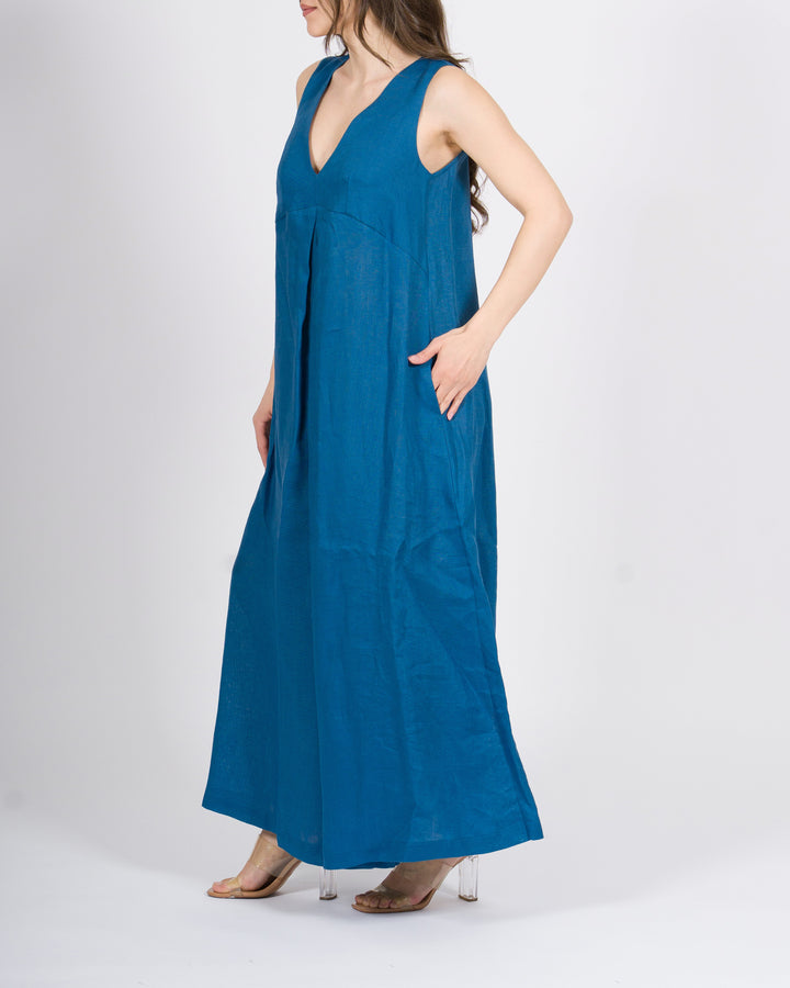 Maxi Tuta in Lino Meimeij azzurra 