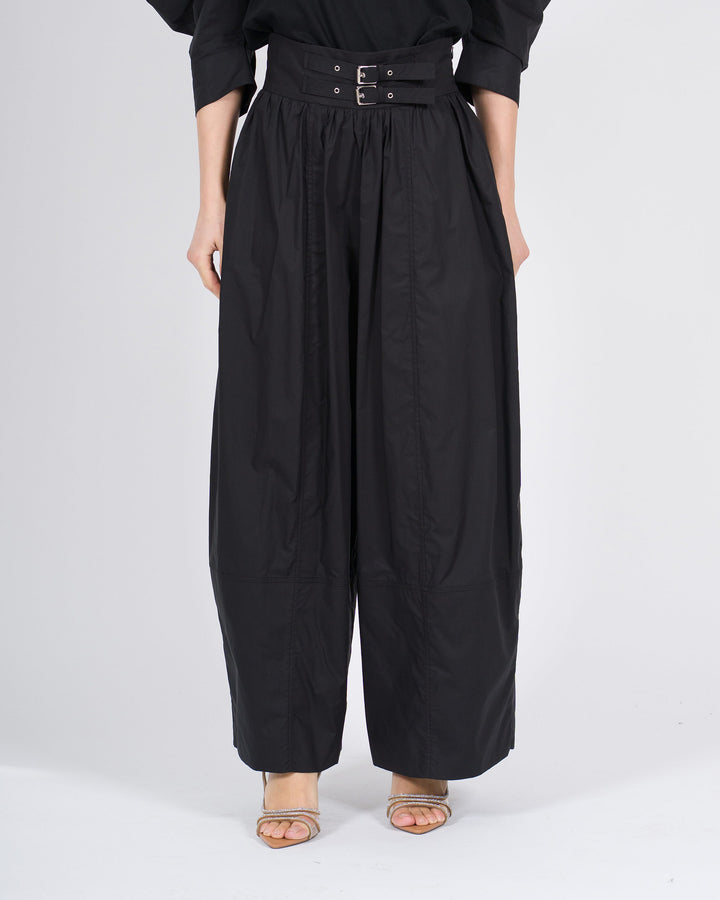 Pantaloni MEIMEJ  Balloon Cotone con Cinghie in Vita nero 