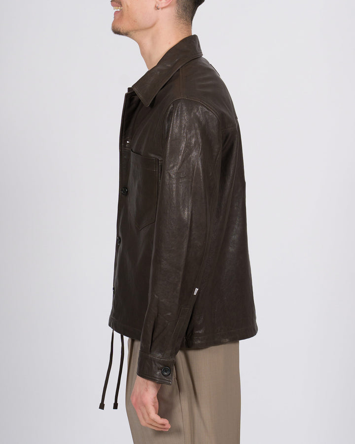 Giubbotto pelle moro New York Resident collo camicia 