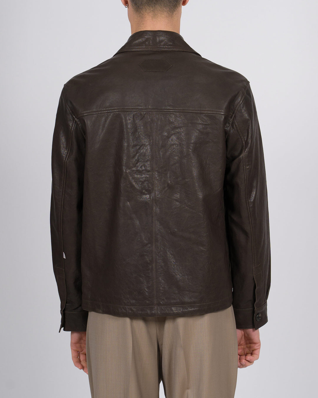 Giubbotto pelle moro New York Resident collo camicia 