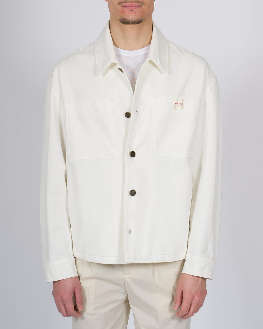 Giubbotto Uomo New York Resident in Cotone Bull Bianco 