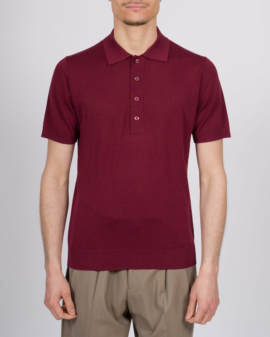 Polo Uomo Tre Bottoni e Mezza Manica bordeaux 