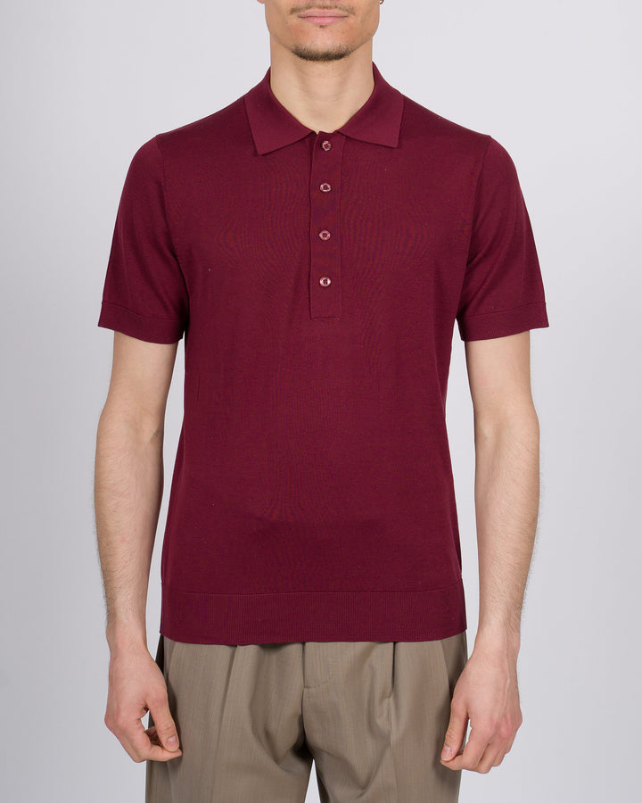 Polo Uomo Tre Bottoni e Mezza Manica bordeaux 