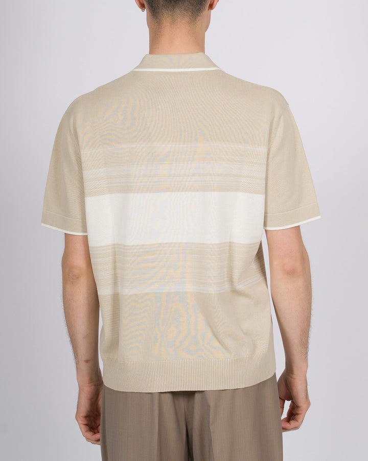 Polo uomo collo skipper senza bottoni beige 