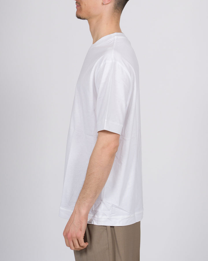 T-shirt cotone bianca uomo cucitura posteriore 