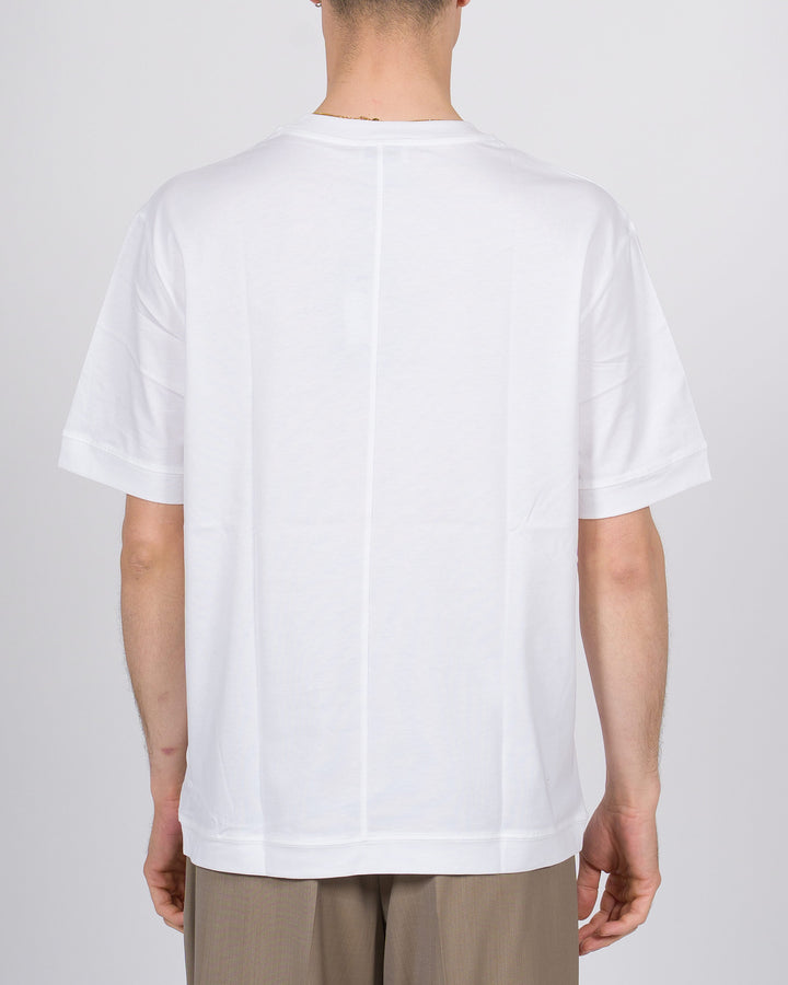 T-shirt cotone bianca uomo cucitura posteriore 