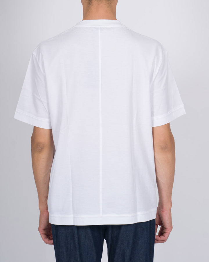 T-Shirt Paolo Pecora Relax Fit Bianca in Tessuto Piquet 