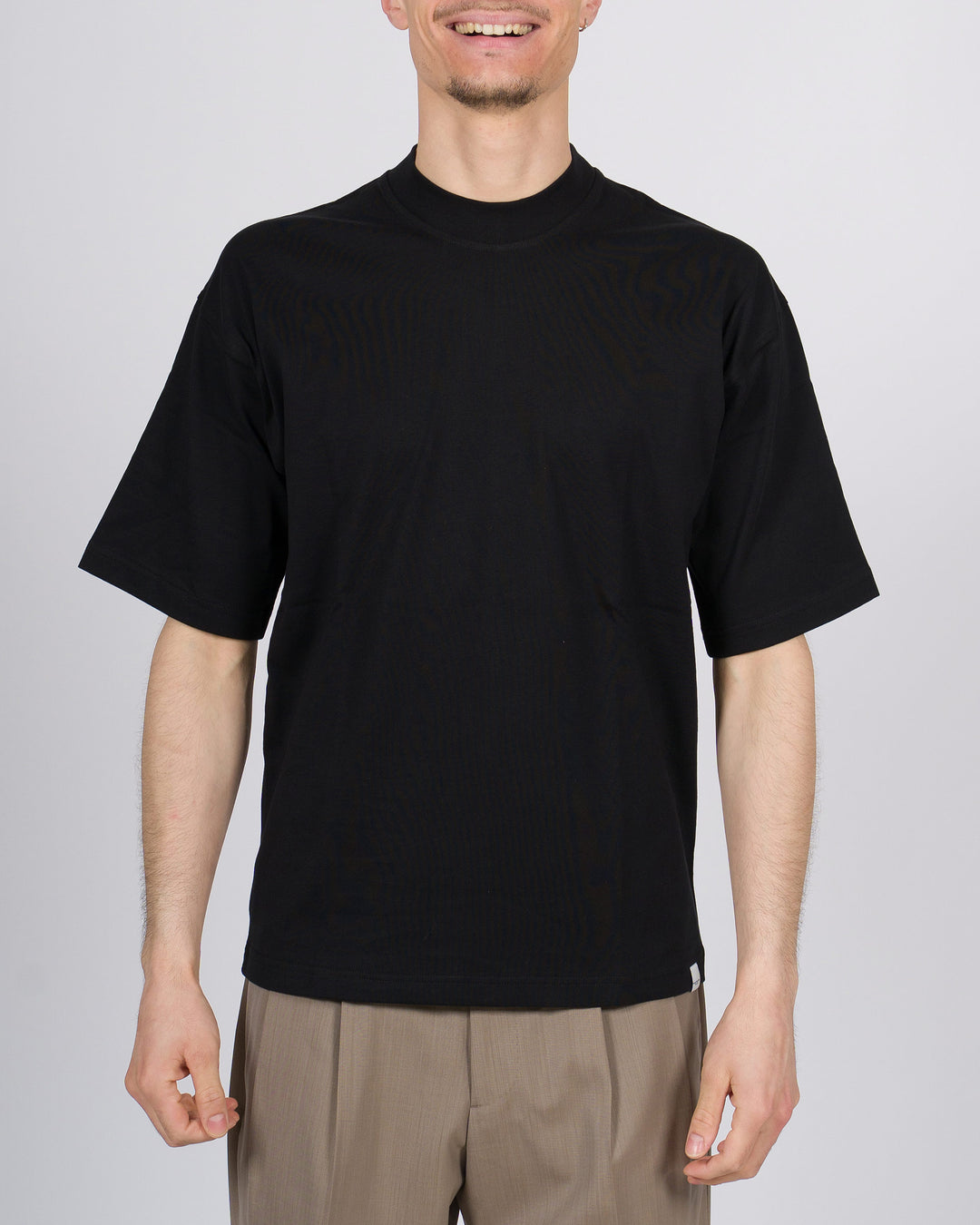 T-shirt cotone nera relax over uomo 