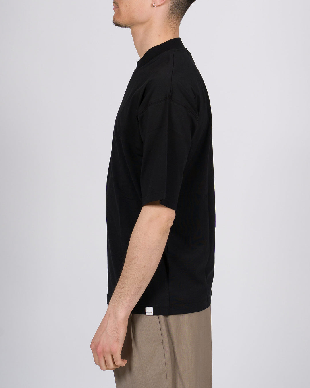T-shirt cotone nera relax over uomo 