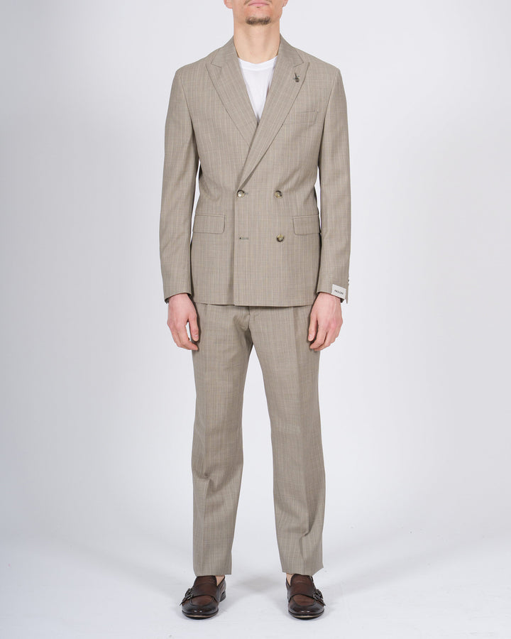 Abito doppio petto gessato Paoloni beige 