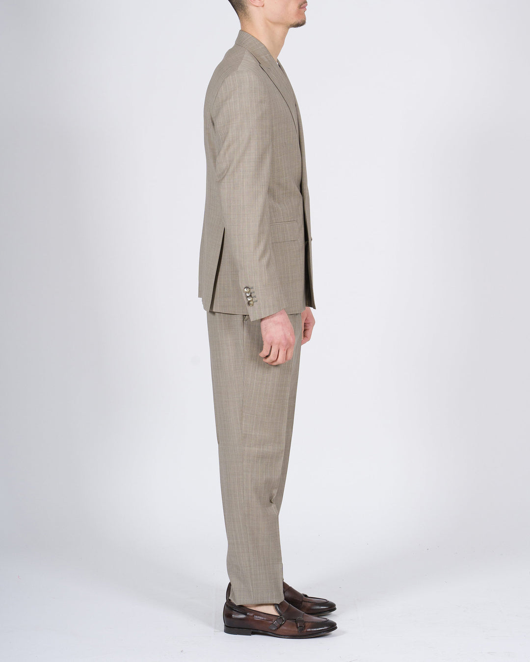 Abito doppio petto gessato Paoloni beige 