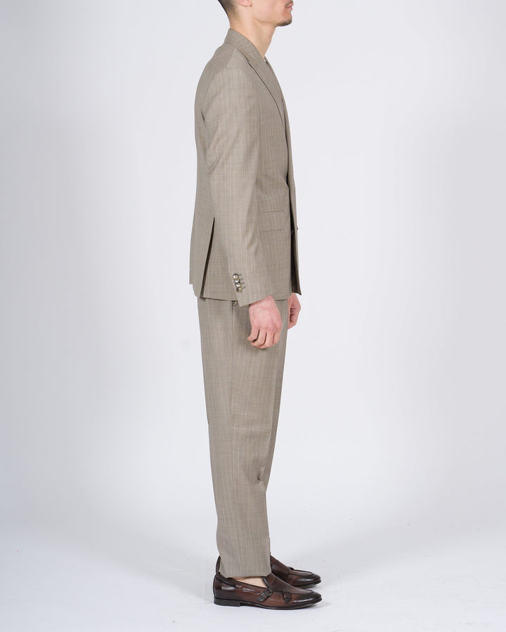 Abito doppio petto gessato Paoloni beige 