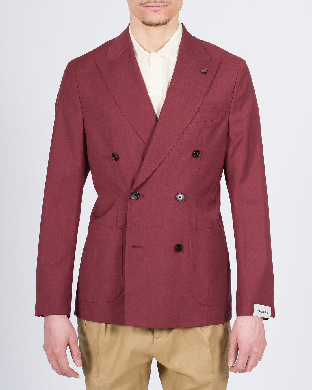 Giacca doppio petto in lana bordeaux 